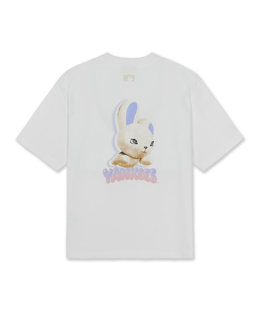 Emelbi Bunny Back Graphic Oversized Short Sleeve T-Shirt Ny (White)