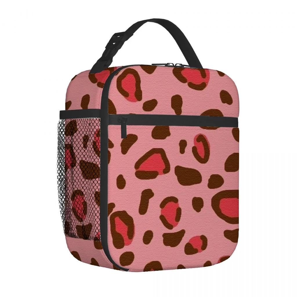 Leopard Print Portable Aluminum Foil Thickened Insulated Office Lunch Bag Waterproof Lunchs Bags Tote Bags