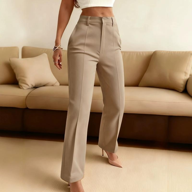 

Women High Waist Straight Leg Suit Pants Elegant Office Trousers S хакі
