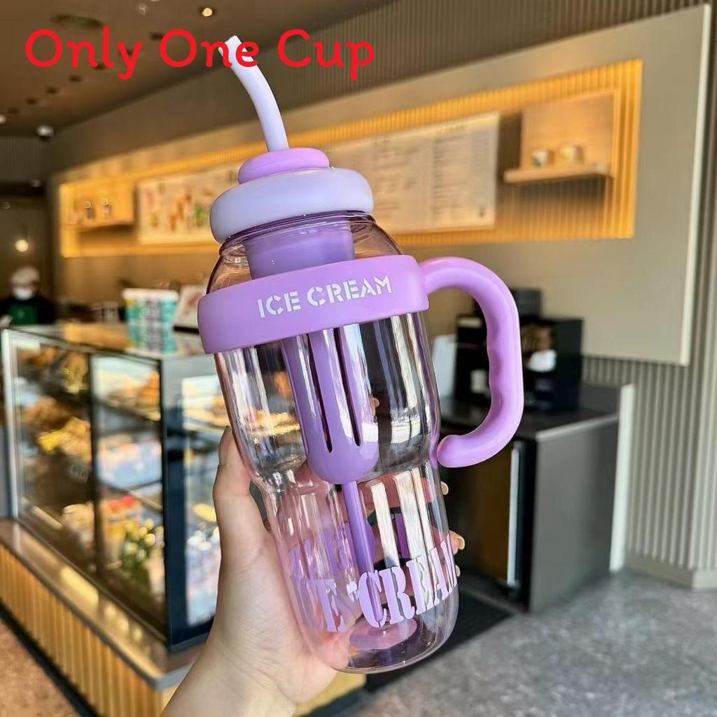 Ice Mug Large Capacity Summer Plastic Cup With Straw For Outdoor Activities And Gift
