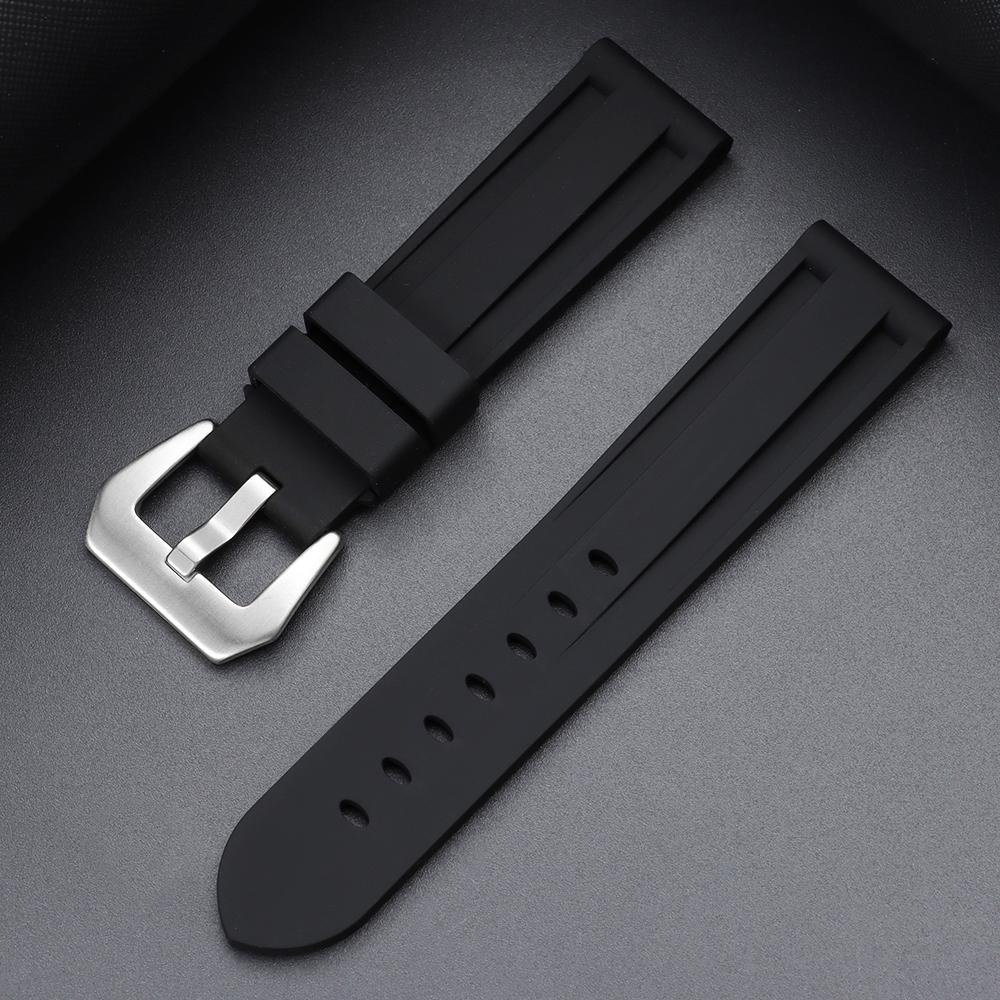 20/22/24/26mm Naht Sport Silikon Uhrenarmbänder für Panerai Weiches Bequemes Gummi Uhrenarmband Blau Schwarz Braun Zubehör