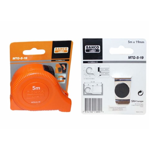 Bahco Convex Pocket Tape Measure, 5m Tape Length, MTG-5-19