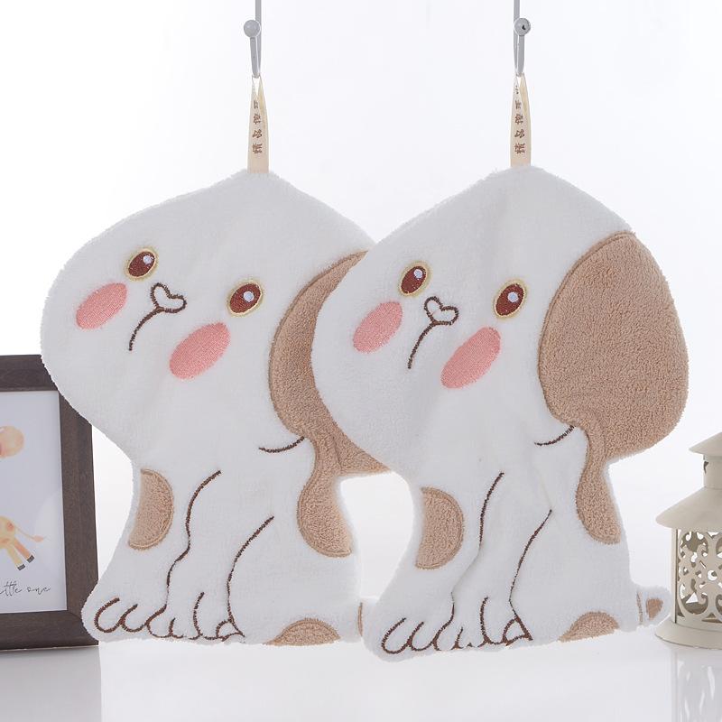 Coral fleece hanging hand towel cartoon shape absorbent cute hanging towel kitchen bathroom hand towel