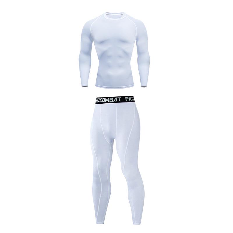 

Men s Quick-Dry Sports Fitness Set: Breathable Long Sleeve Top & High Elastic Pants for Basketball, Running, Football & Training S (under 50kg) білий