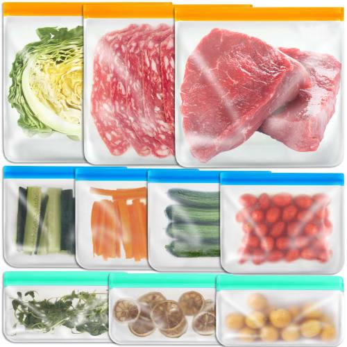 10 Pack Reusable Ziplock Bags Silicone Bags, 3 Large Food Storage Bags Gallon Freezer Bags 4 Reusable Sandwich Bags Zip Lock 3 Snack Bags, Lunch Home