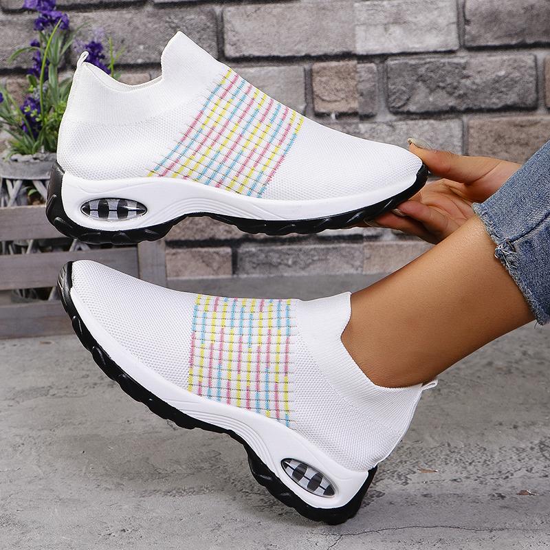 Fashion Mix Color Knitted Sport Sneakers Women Slip On Plus Size 36-43 Casual Shoes Woman Lightweight Breathable Walking Running Shoes