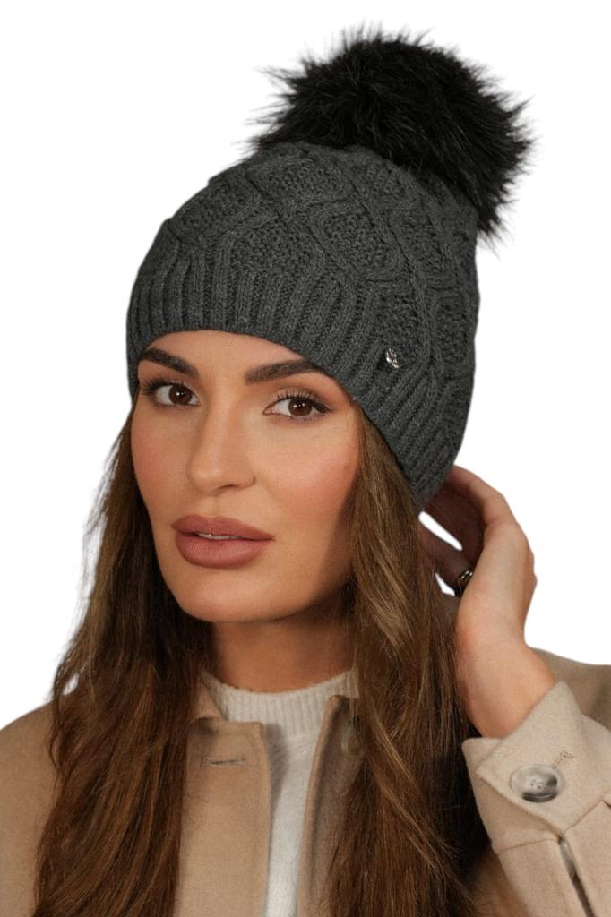 Lamis Eco-Friendly Pompom Hat, Graphite Color, Cameo
