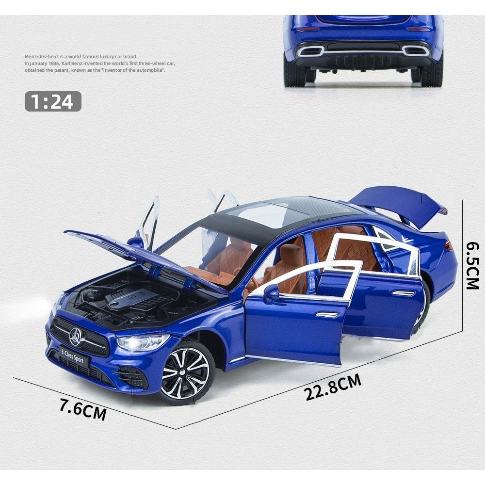 1/24 Benz E-Class E300 L Alloy Car Model Diecast Toy Metal Vehicles High Simulation Sound And Light Pull Back Toy Car Collection Gift