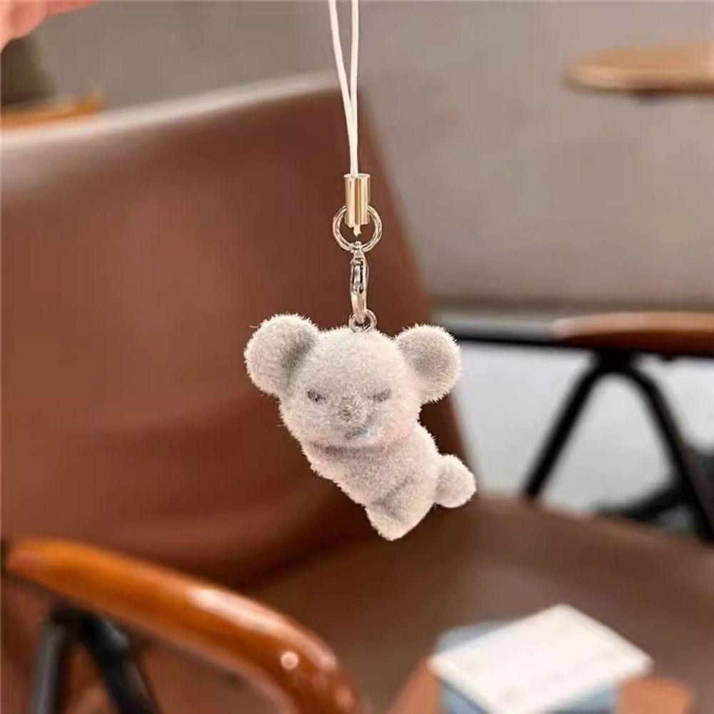 Bag Charm 3D Flocking Pendant Pet Pendant Koala Key Ring Koala Animal Keychains  Car Key Ring