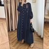ZANZEA Women Casual O-neck Loose Long Sleeve Floral Embroidery Dress