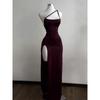 Ny Mote Sommer Sexy Stropp Lang Kjole Y2K Ryggløs Ermeløs Elegant Selskap Bodycon Høy Splitt Lange Kjoler Dame Ensfarget Dameklær