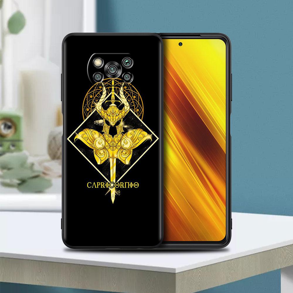 Custodia Per Xiaomi Mi Poco X3 NFC M3 Pro F3 GT M4 F1 12 11 Litre 12X Note 10 9T Nera Morbida Cover per Telefono Anime Saint Seiya Logo