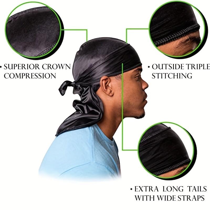 Męska Jedwabna Durag Opaska Bandana Jedwabny Du Rag Doo Rag Długi Ogon Nakrycie Głowy na Falę