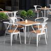 Minimalist Square Outdoor Table and Chairs - Anti-corrosion Plastic Wood for Garden, Balcony, Bar, and Cafe Leisure.
