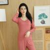 Modal Cup Integrated Long-Sleeve Women's Korean-Style Loose Pajama Top with Chest Pad