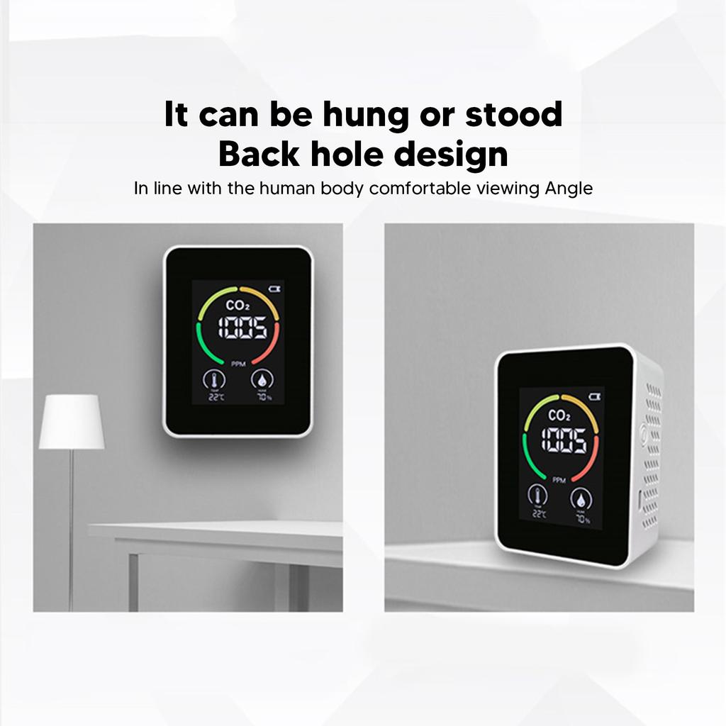 Carbon Monoxide Detector 400-5000PPM 0-99%RH Battery USB Charging Portable CO2 Detector Powerful Chip for Production Warehouse