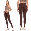 Long Women's Leggings High Waist Ribbed Sport Fit MORAJ L/XL BROWN