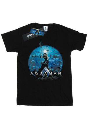 Womens/Ladies Aquaman Circle Poster Cotton Boyfriend T-Shirt