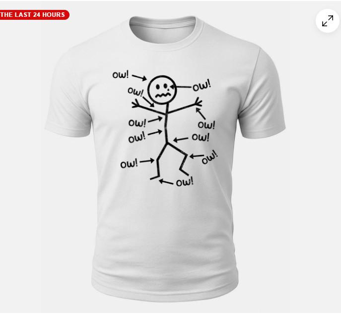 Stick Funny Figure “Ow” T-Shirt – Sarcastic Pain Humor Graphic Tee  Unisex T-Shirt XXXL