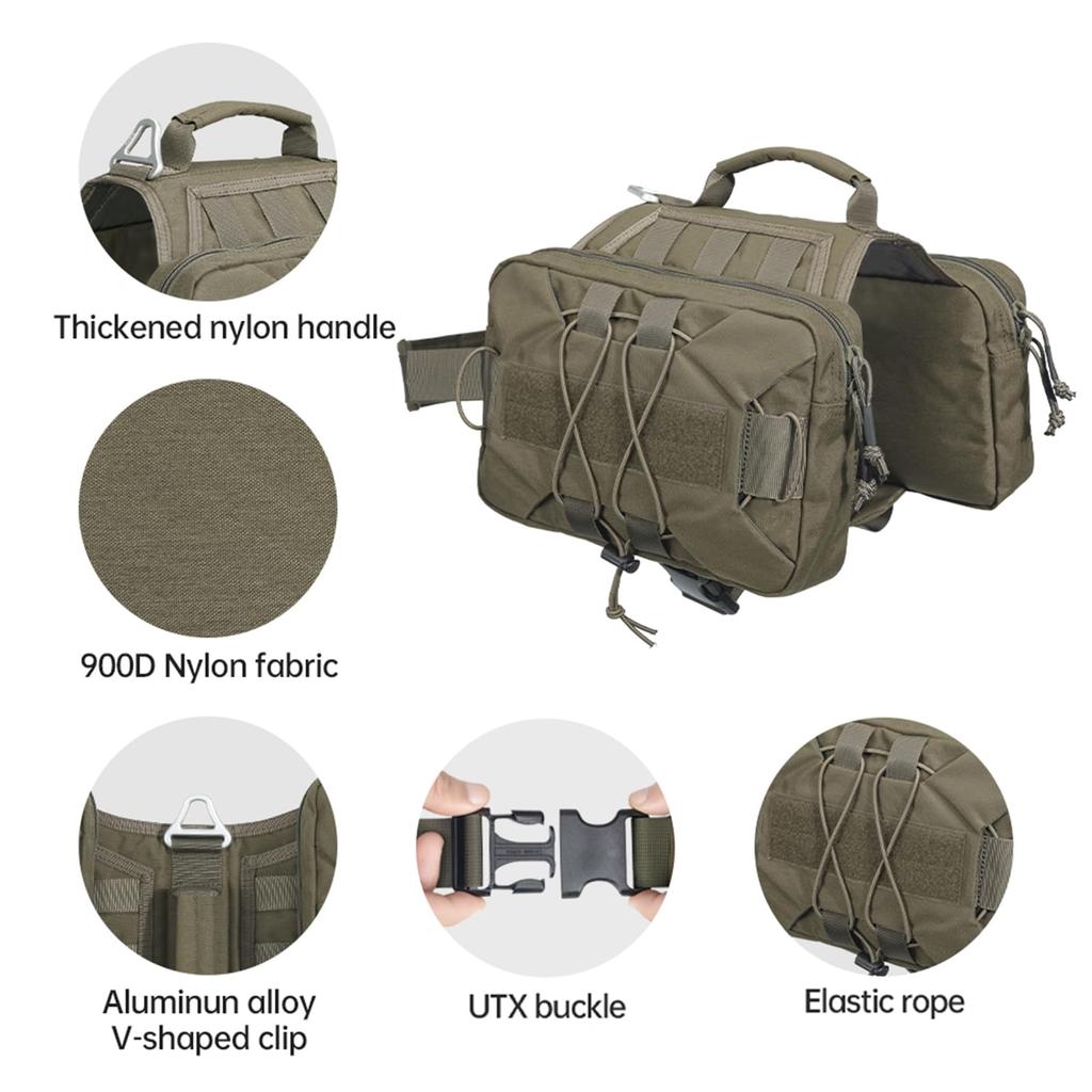 EXCELLENT ELITE SPANKER Saddle Hiking Backpack for Service and Hunting Dogs with 2 Side for Medium and Large Dogs Backpack, Training, Dogs, Pockets,