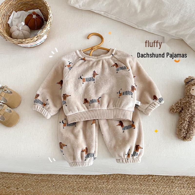 Cartoon-Fleece-Set für Kinder - Winter-Sweatshirt & Sweatpants für 0-5 Jahre (AT198)