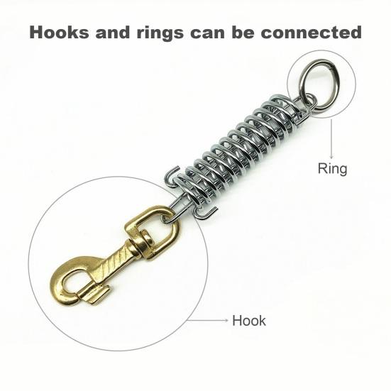 Dog Leash Shock Absorbing Spring Buckle Heavy Duty Steel Tent Fixed Spring Buckle Self-Adjusting Spring Hook Structure Tightener