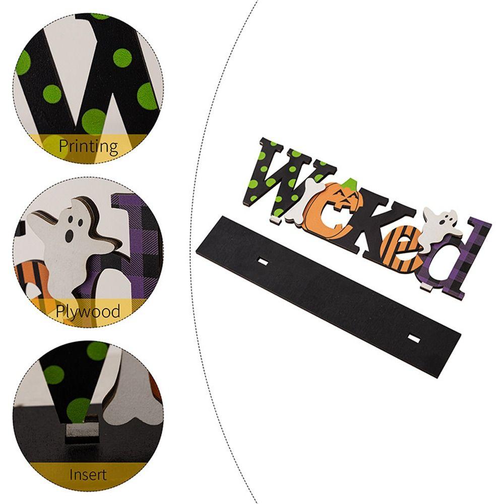 2pcs Funny Halloween Letters Pumpkin Sign Cartoon Halloween Cat Ornaments  Ghost Festival