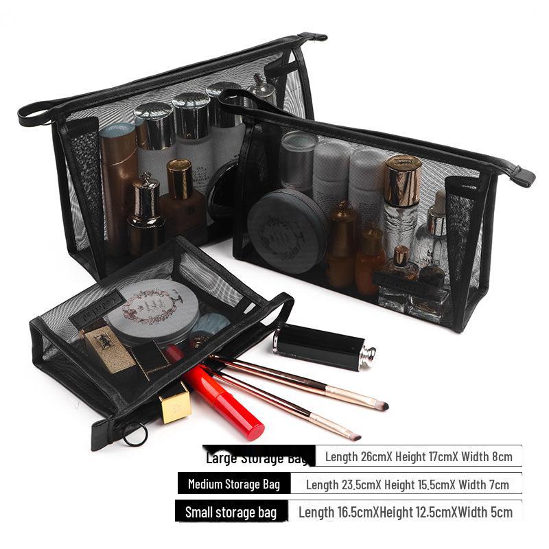 Korean Mini Mesh Travel Cosmetic Bag Set - Cute, Portable, Simple Storage Solution