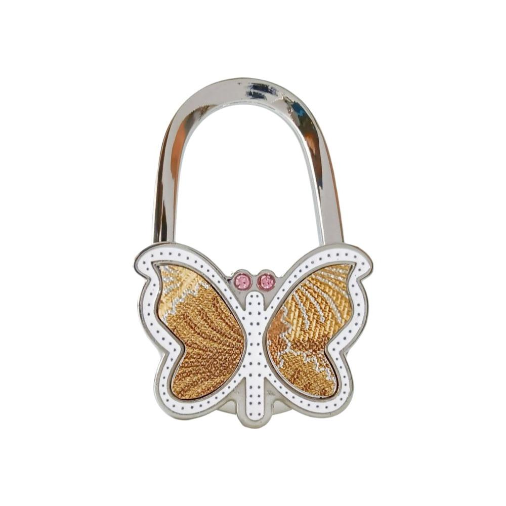 Durable Foldable Butterfly Purse Hook Floral Pattern Portable Handbag Hanger Creative Alloy Handbag Hook for Women