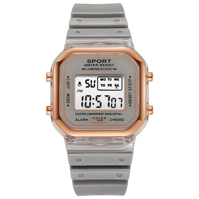 Fashion Brand Student Transparent Electronic Watch Candy Multicolor LED Ladies Sports Waterproof Wirstwatch Clock Gift relógio