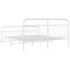 Metal Bed Frame with Headboard and Footboard White 183 x 213 cm