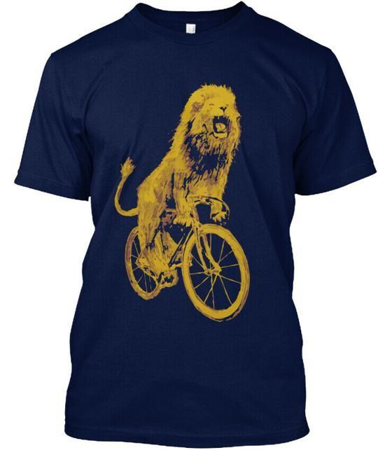 

Funny Lion Bicycle Spacial T-Shirt Made in the USA Size S to 5XL S