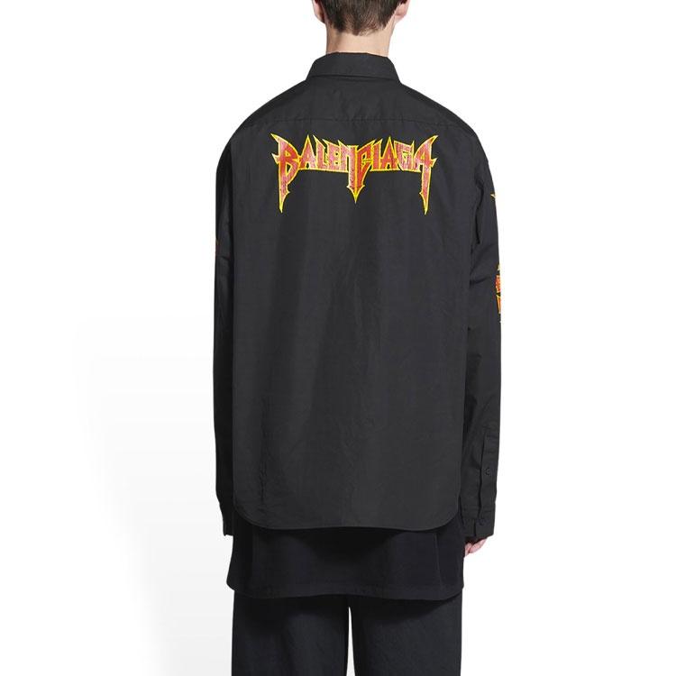 Balenciaga Metallica Long Sleeve Shirt Oversized Fit 'Black Orange' Men's 699053TYB181000