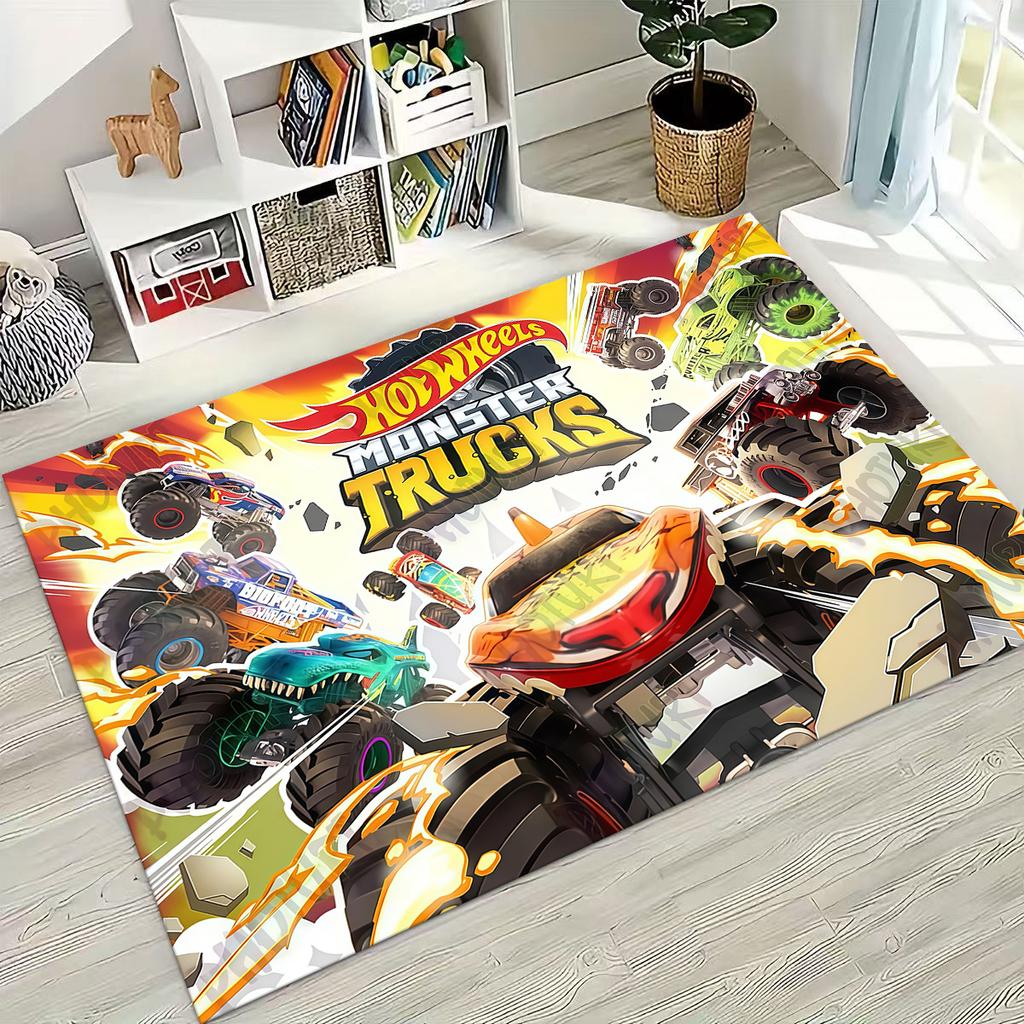 Tappeto Tappetino Decorativo per Tappeto da Arte per Auto da Corsa Giocattolo Hot Wheels a Fumetti per Camera da Letto Soggiorno Divano Casa Zerbino, Tappetino per Pavimento Grande Antiscivolo