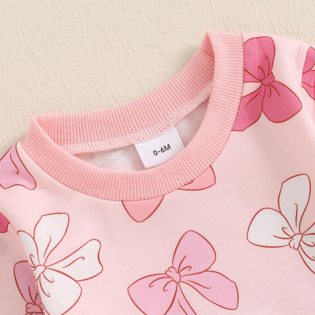 Little Girls 2ks podzimní soupravy s dlouhým rukávem, kulatým výstřihem, potiskem topy, stahovací šňůrkou, kalhoty 