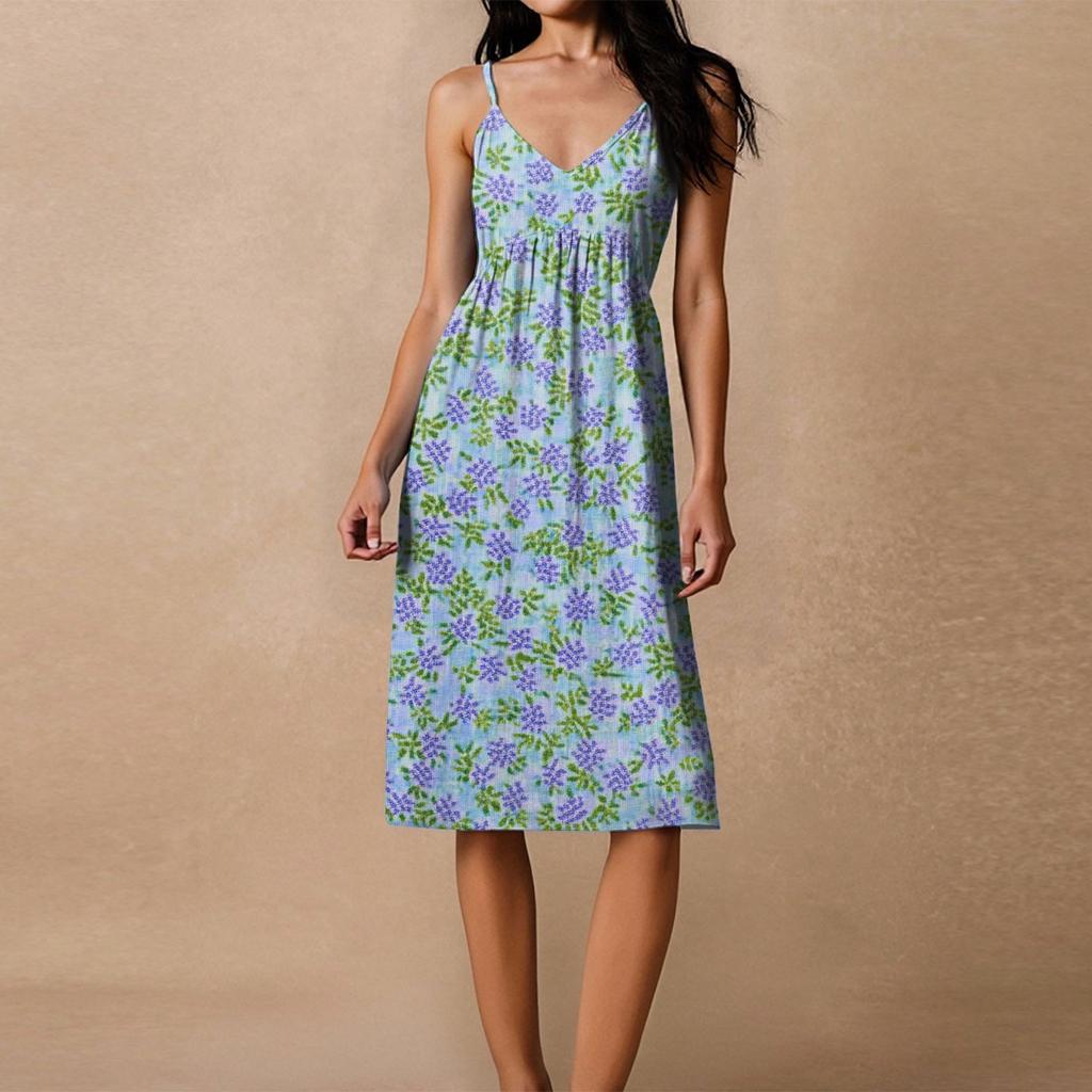 Women's Spaghetti Strap Backless Bow Loose Casual Beach Holiday Dress Sundress