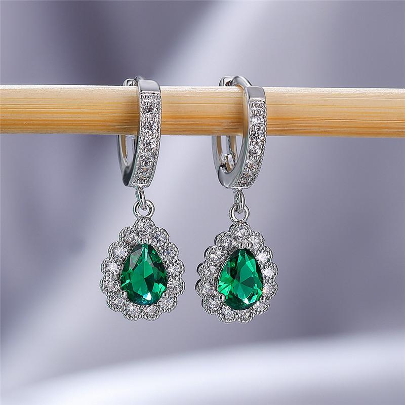 

Женская мода зеленая капля воды обруч висячие серьги свадебные украшения для помолвки