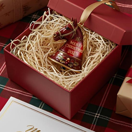 2025 Handmade Horse Bell Ornament Red Metal Christmas Decoration Memorable Gift for Equestrian Lovers