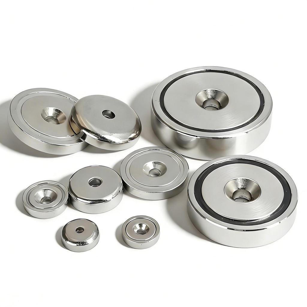 Nickel-Plated Neodymium Iron Boron Magnet with Internal Thread for Door & Window Fixing