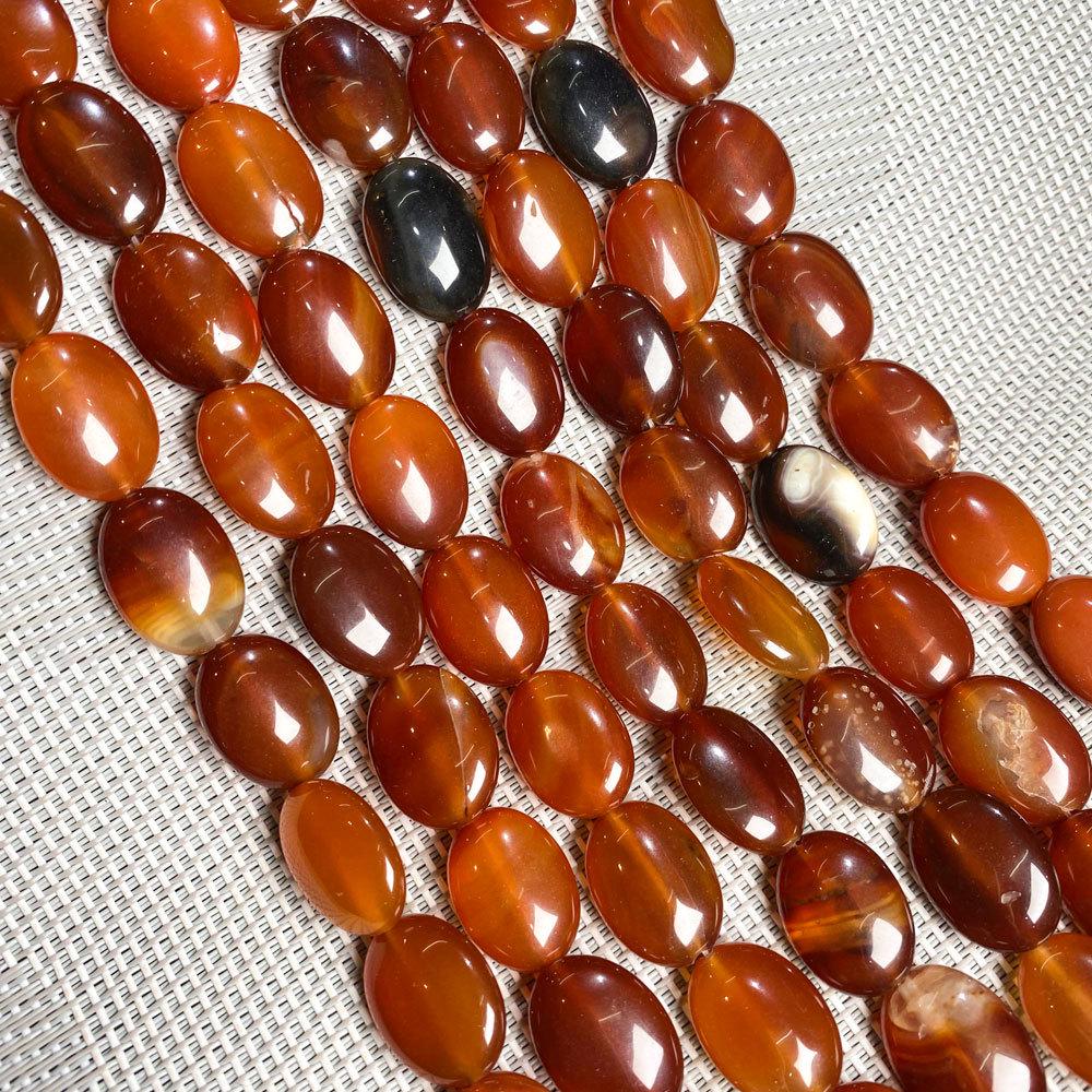 Hand-Painted Natural Gemstone Oval Beads for DIY Jewelry Necklaces & Bracelets