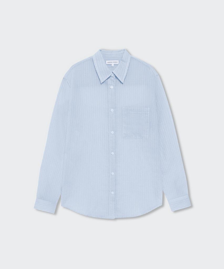 MUSINSA STANDARD WOMAN Women'S Relaxed Striped Sheer Shirt [Sky Blue]