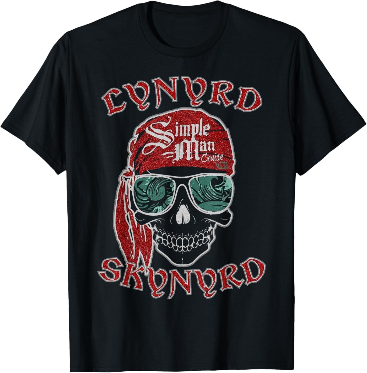 Lynyrd Skynyrd Skull Stencil Simple Man Pirate Vintage Rock T-Shirt S