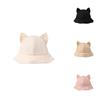 Lovely Cat Ears Fisherman Hat Women's Spring Summer Versatile Cute Girl Ins Sunscreen Pure Color Round Top Basin Hat Trendy