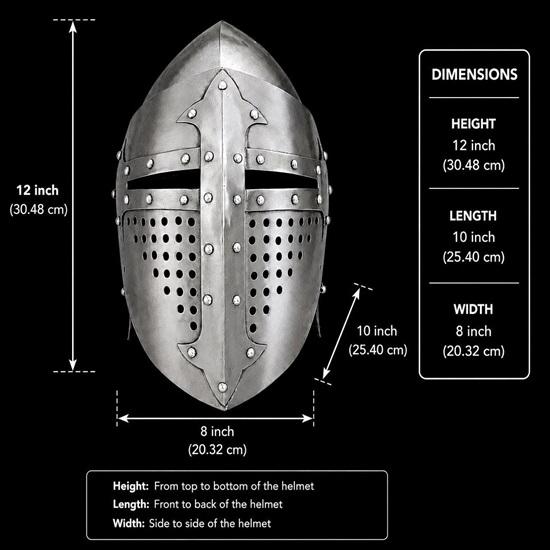 Handmade Steel Crusader Knight Helmet, Medieval Wearable Armor, LARP Cosplay Armory