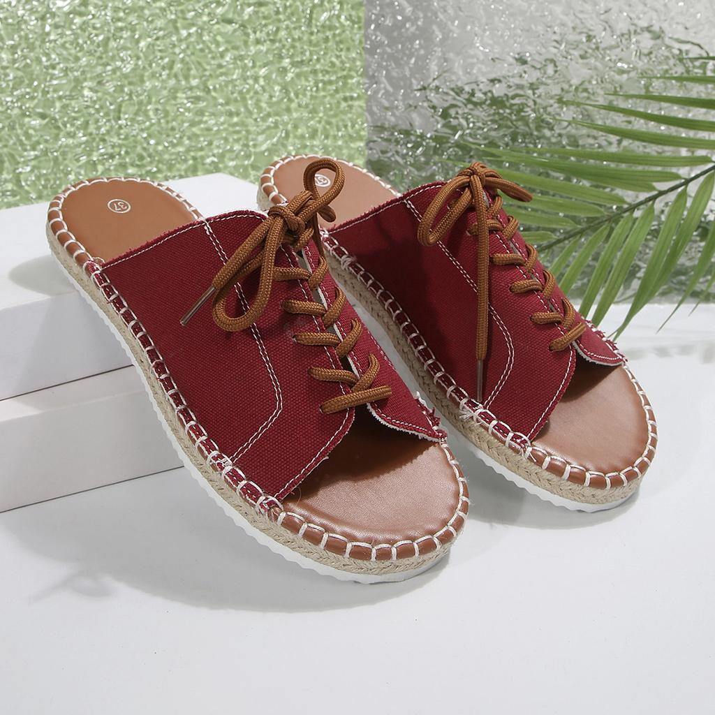 In the Summer of 2025, the New Round Head Solid Color Large Size Front Strap European and American Style Women's One-character Thick-soled Slippers.