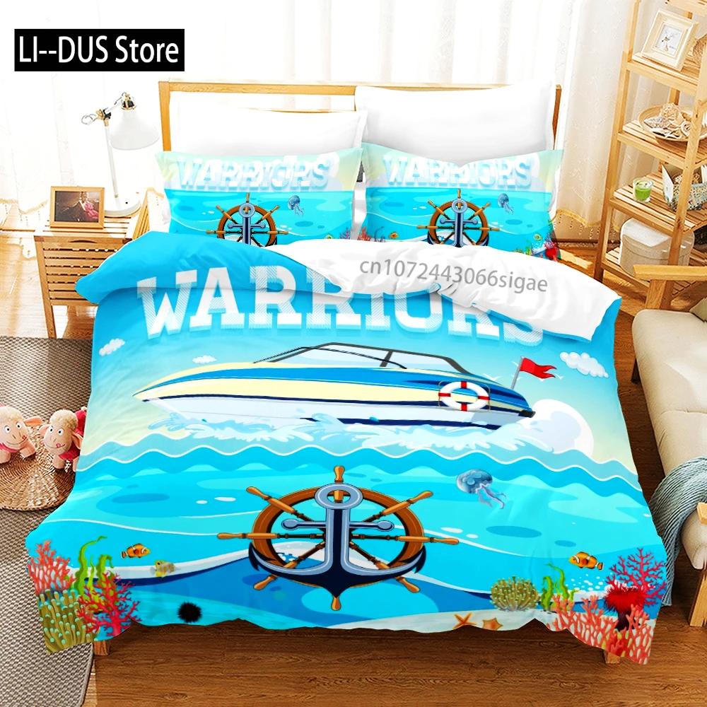 Marine Anchor Pattern Duvet Cover Set Fashion Bedding Set Ultra Soft Quilt Cover And Pillowcases For Kids Teens Boys Bedroom