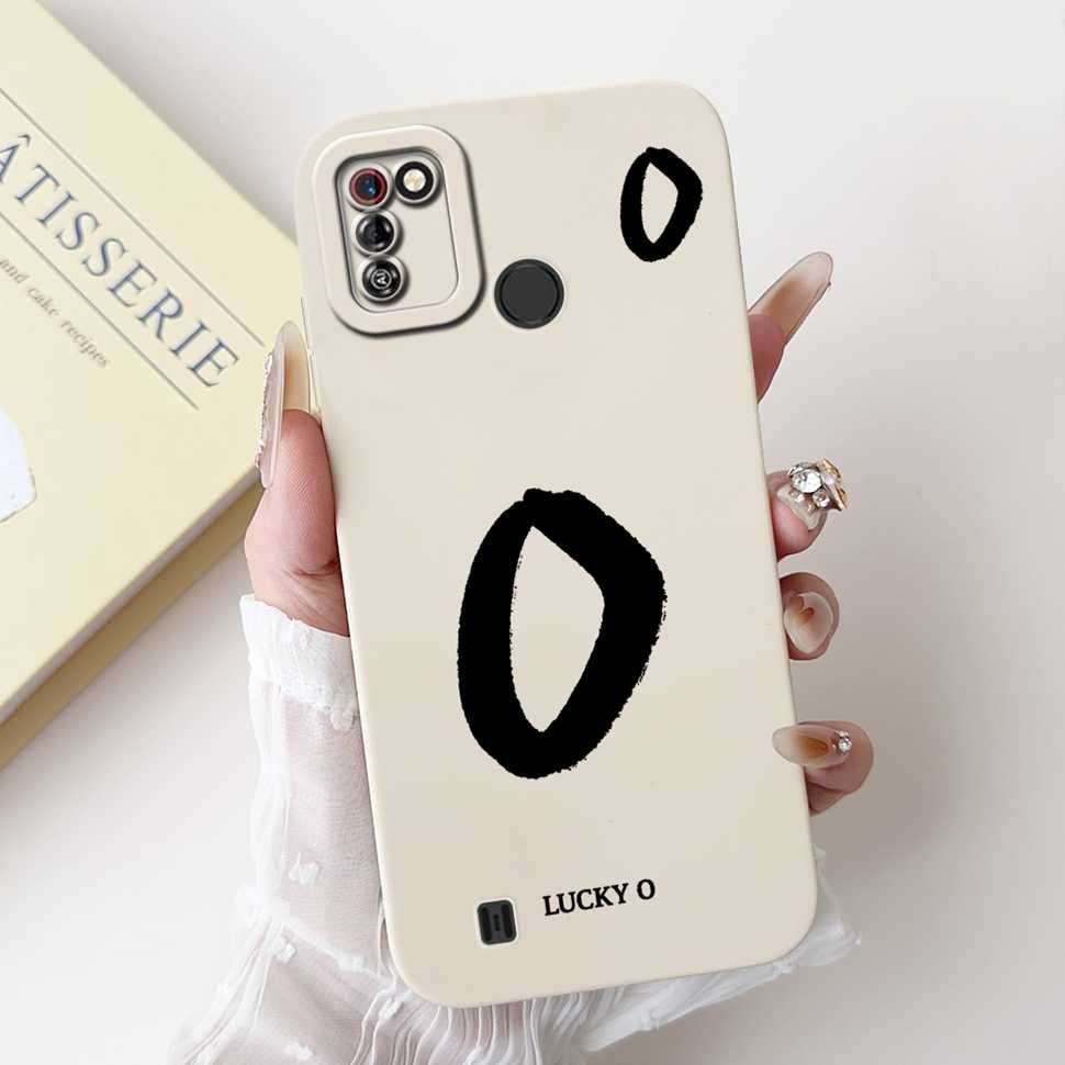 Protective Cases For Tecno Pop 4 Pro Case Lucky letters A-Z Soft Silicone White Cover For Tecno Pop 4Pro 4 PRO 6.52" Phone Shell