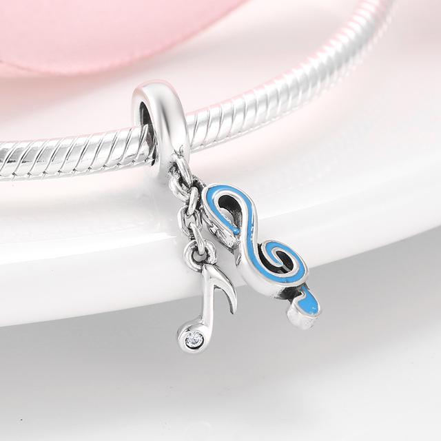 925 Sterling Silver Microphone Shape Flamingo Pink CZ Beads Fit Original Designer Charms Bracelet Bangles DIY Jewelry Making