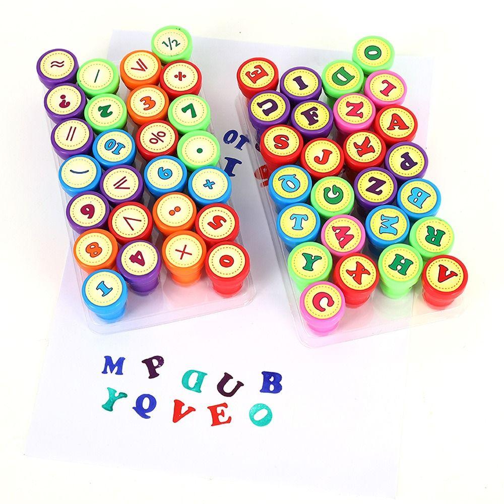 Number 26pcs Alphabets Letters Round Stamp Cartoon Children Arithmetic Seal Cute   Gifts