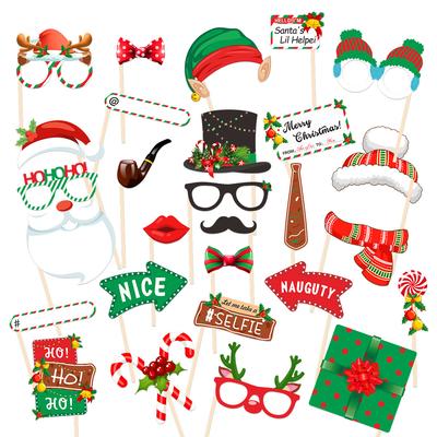 Christmas Party Party Photo Props Christmas Glasses Snowman Hat Holiday Party Props